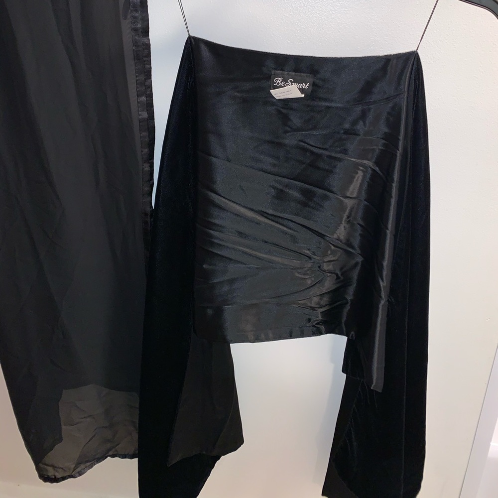 Shawl wrap lot both black. One sheer one velvet.